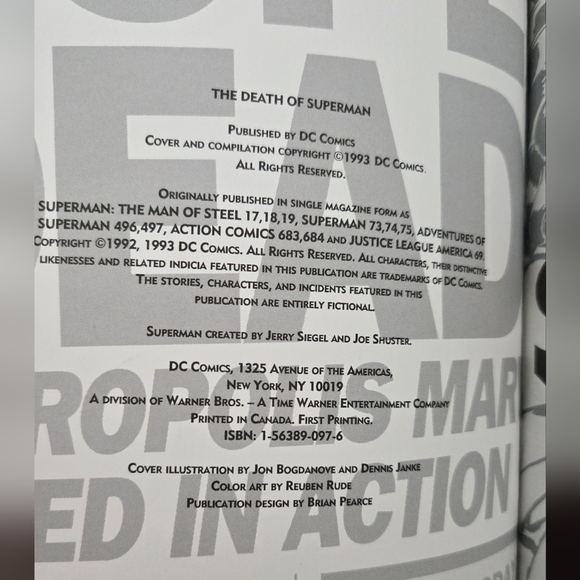 THE DEATH OF SUPERMAN TPB 1993 1st EDITION HIGH GRADE - Picture 8 of 9